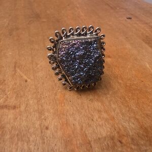 Titanium Druzy Sterling Silver 925 Marked Large Gemstone